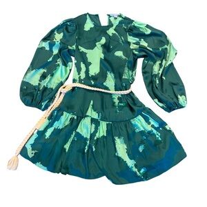 Alexis x Target XS Green Abstract Print Dress with Braided Belt